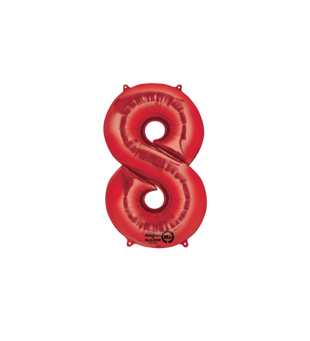 Červený balónek 8 - fóliové číslo