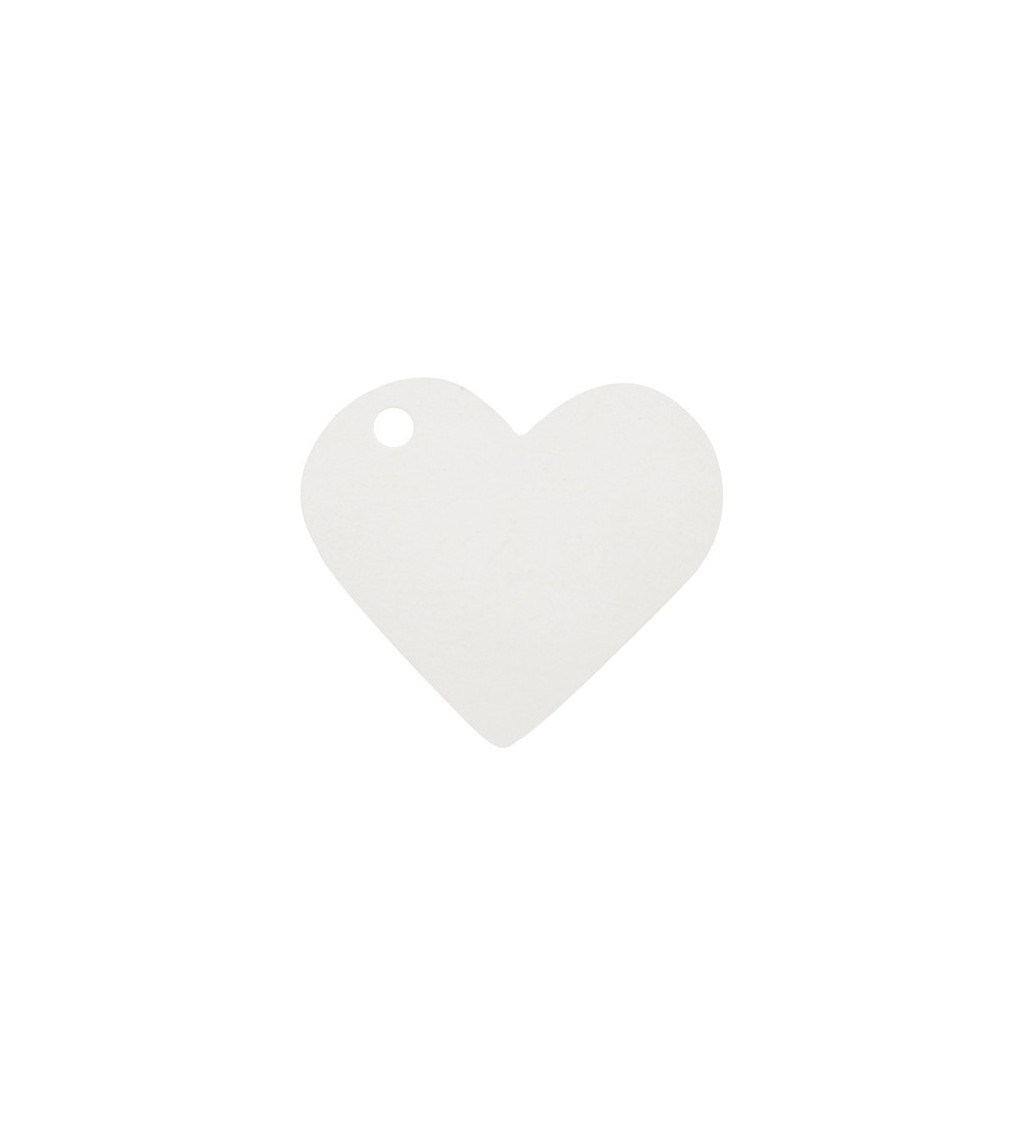 Bílá jmenovka ve tvaru srdce