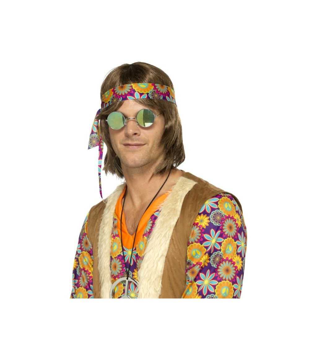 Kulaté hippie brýle - modro-zelené