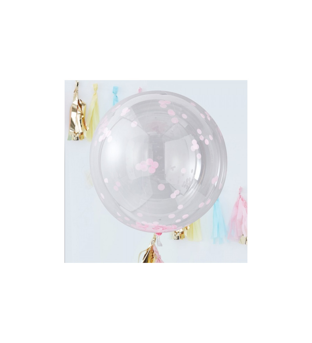 Balónek s růžovými konfetami - velká koule
