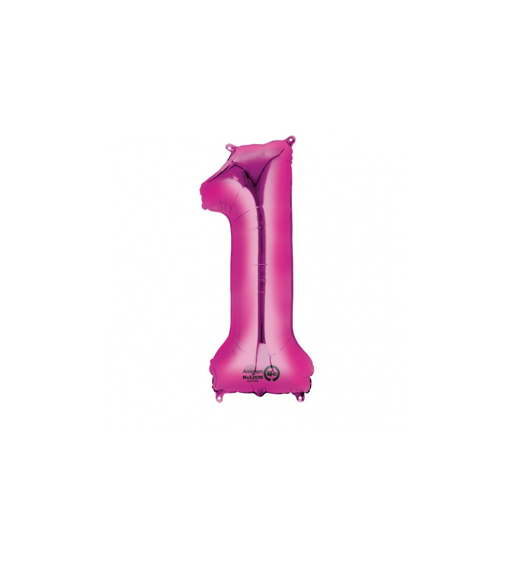 Růžový balónek 1 - fóliové číslo