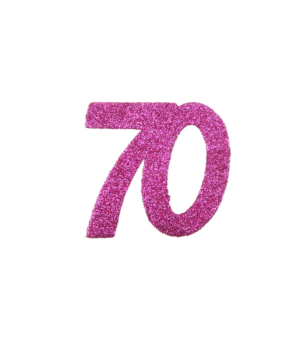 Růžové číslo 70 - konfety