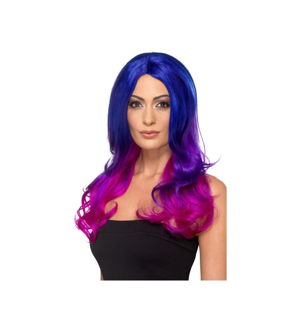 Dámská paruka - modro-růžové ombre vlasy
