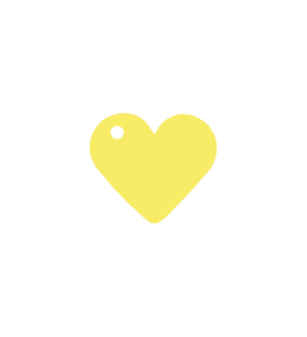 Žlutá jmenovka ve tvaru srdce