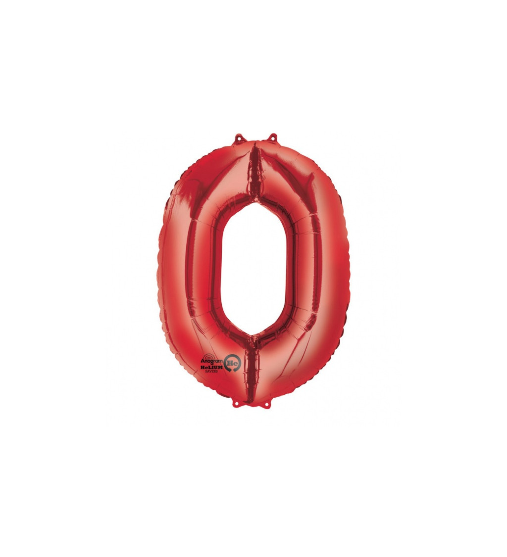 Červený balónek 0 - fóliové číslo