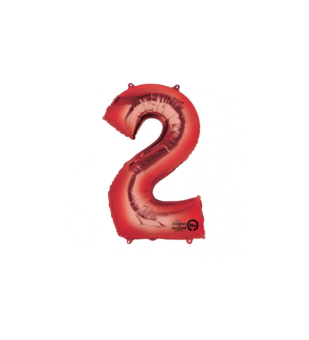 Červený balónek 2 - fóliové číslo