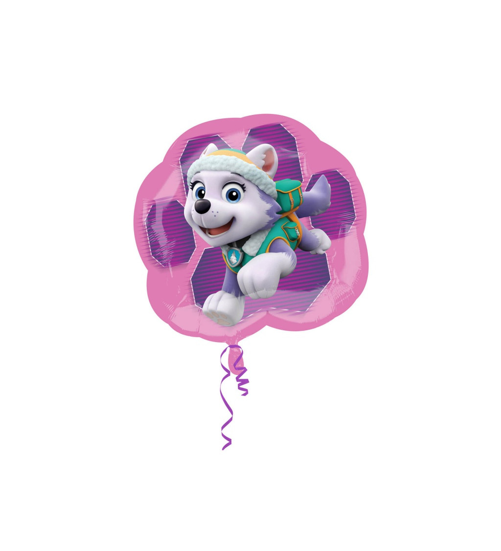 Růžový fóliový balónek Tlapková patrola