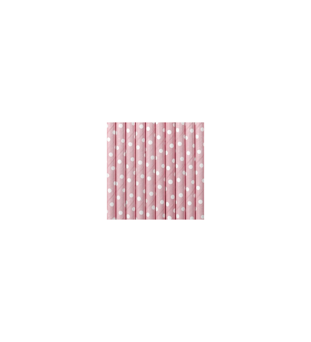 Růžová brčka - bílé puntíky