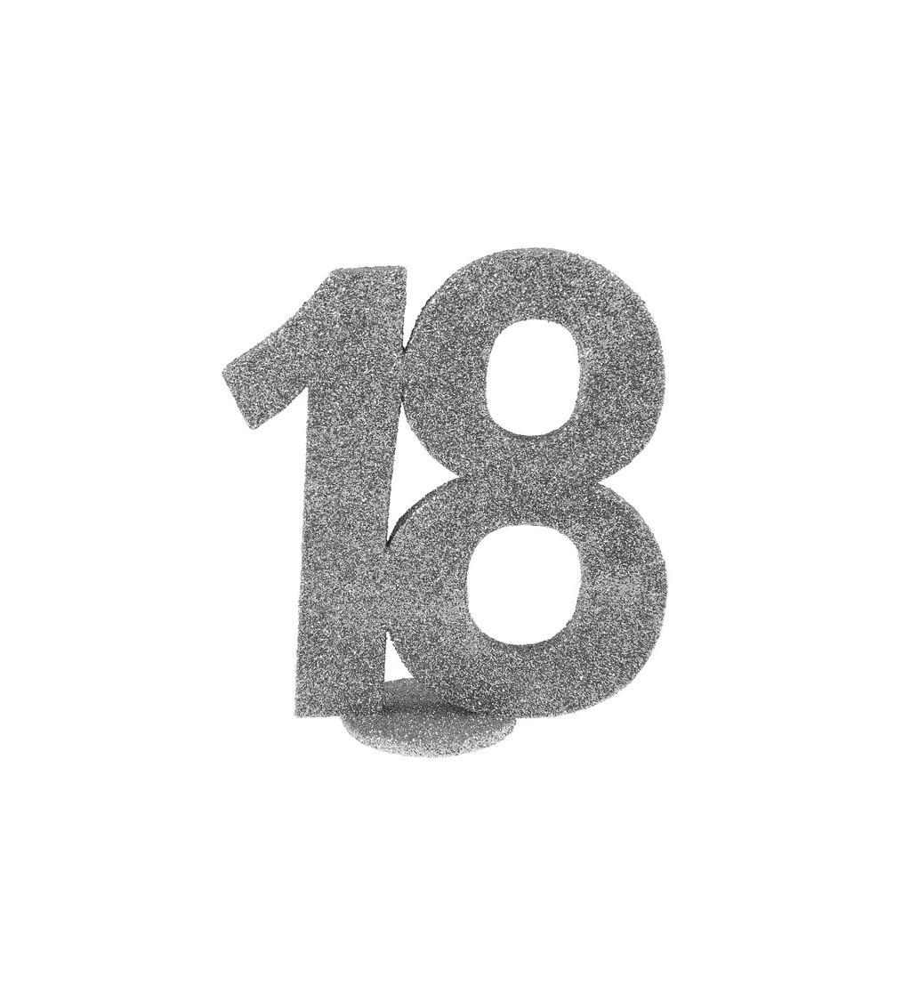 Dekorační stříbrné číslo - 18