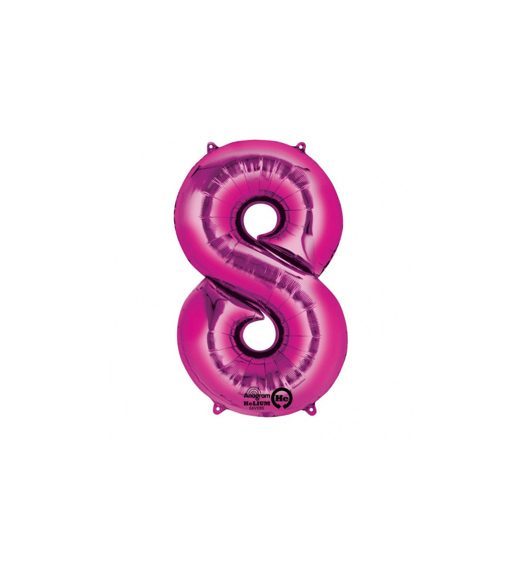 Růžový balónek 8 - fóliové číslo