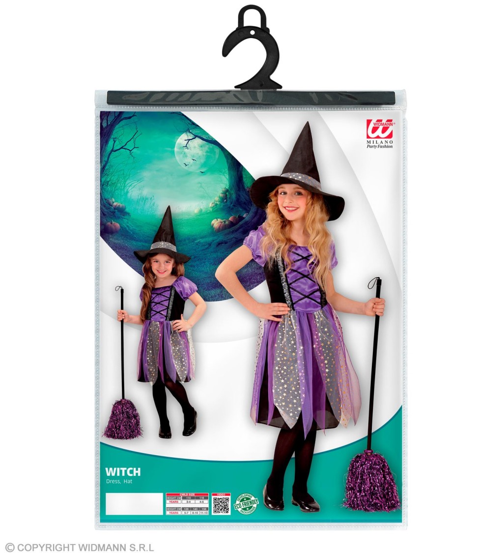 Fialový kostým Malé čarodějnice - pro děti