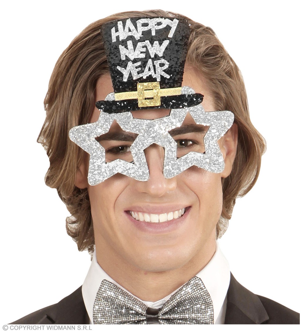 Novoroční brýle s kloboučkem - stříbrné