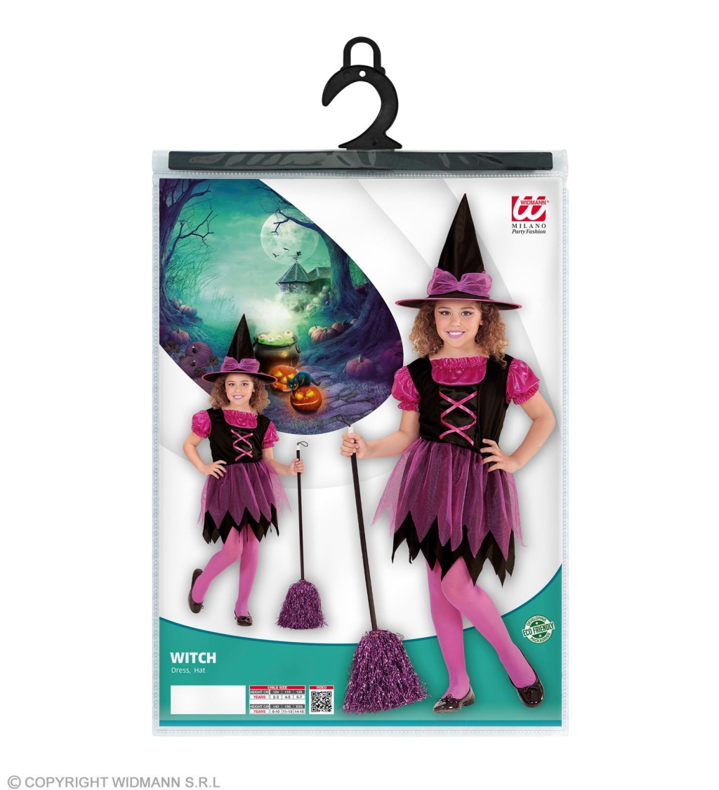 Růžový kostým Malé čarodějnice - pro děti