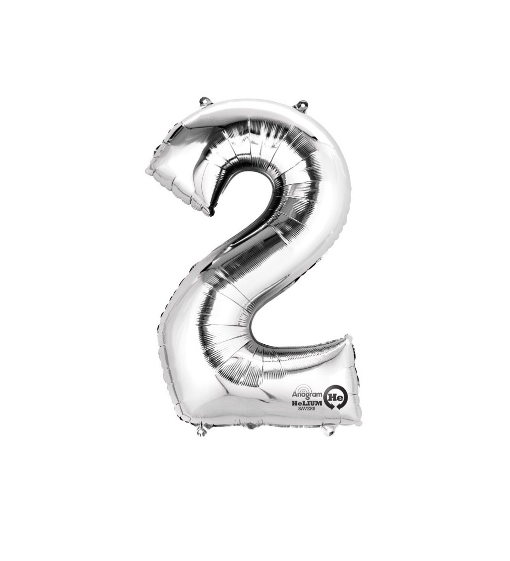 Stříbrný balónek 2 - fóliové číslo