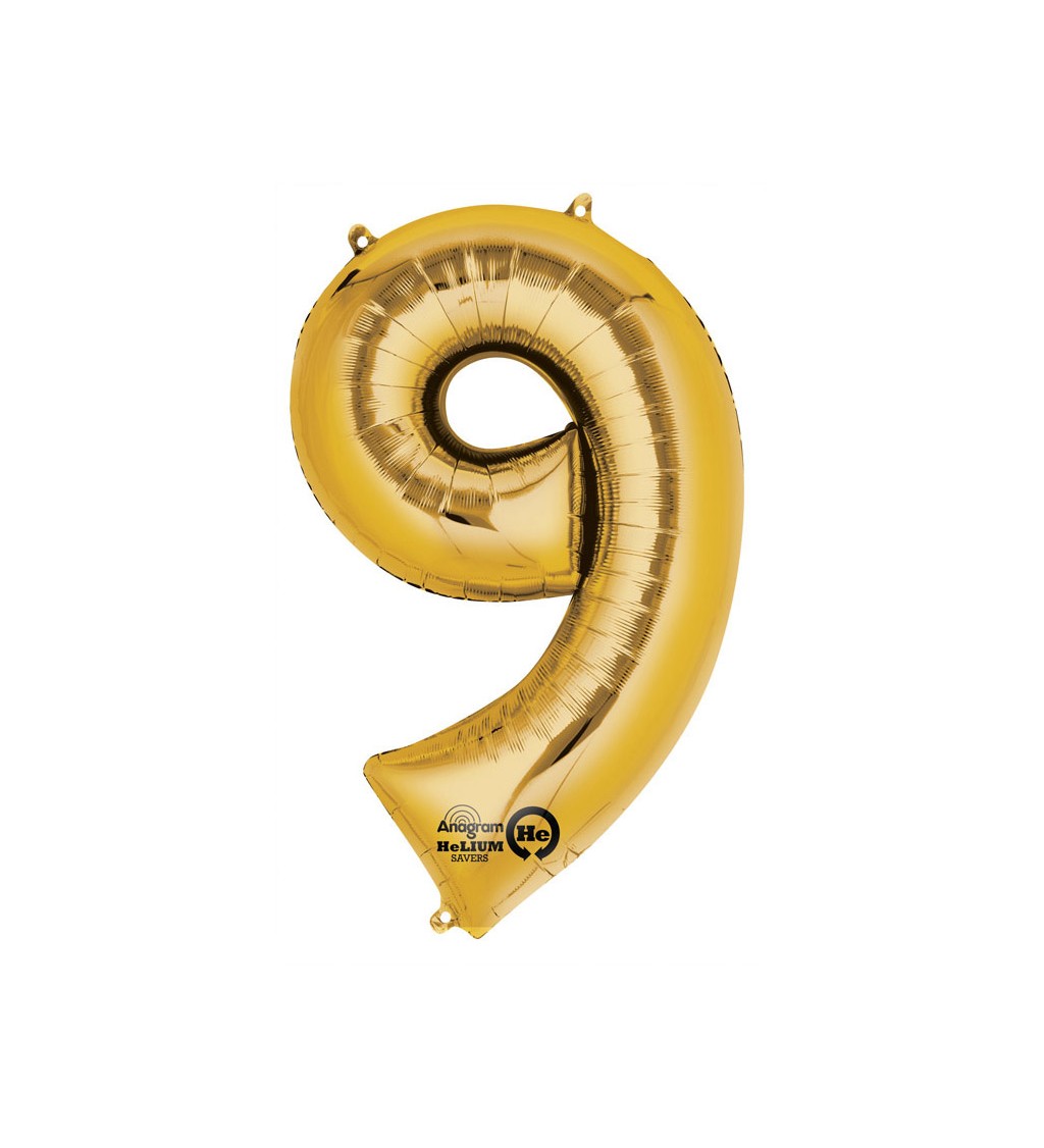 Zlatý balónek 9 - fóliové číslo