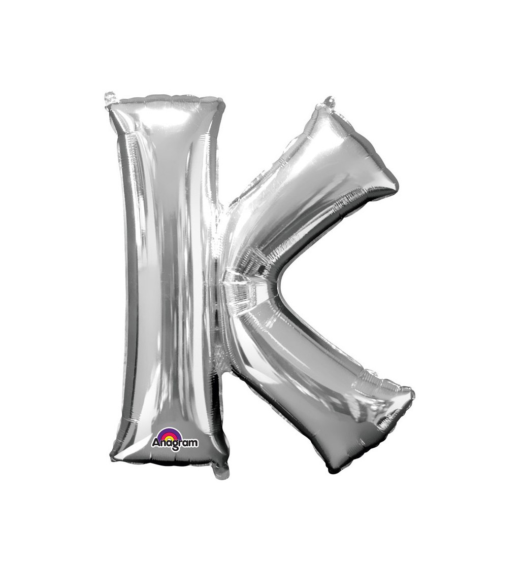 Stříbrné nafukovací písmeno K - balónek