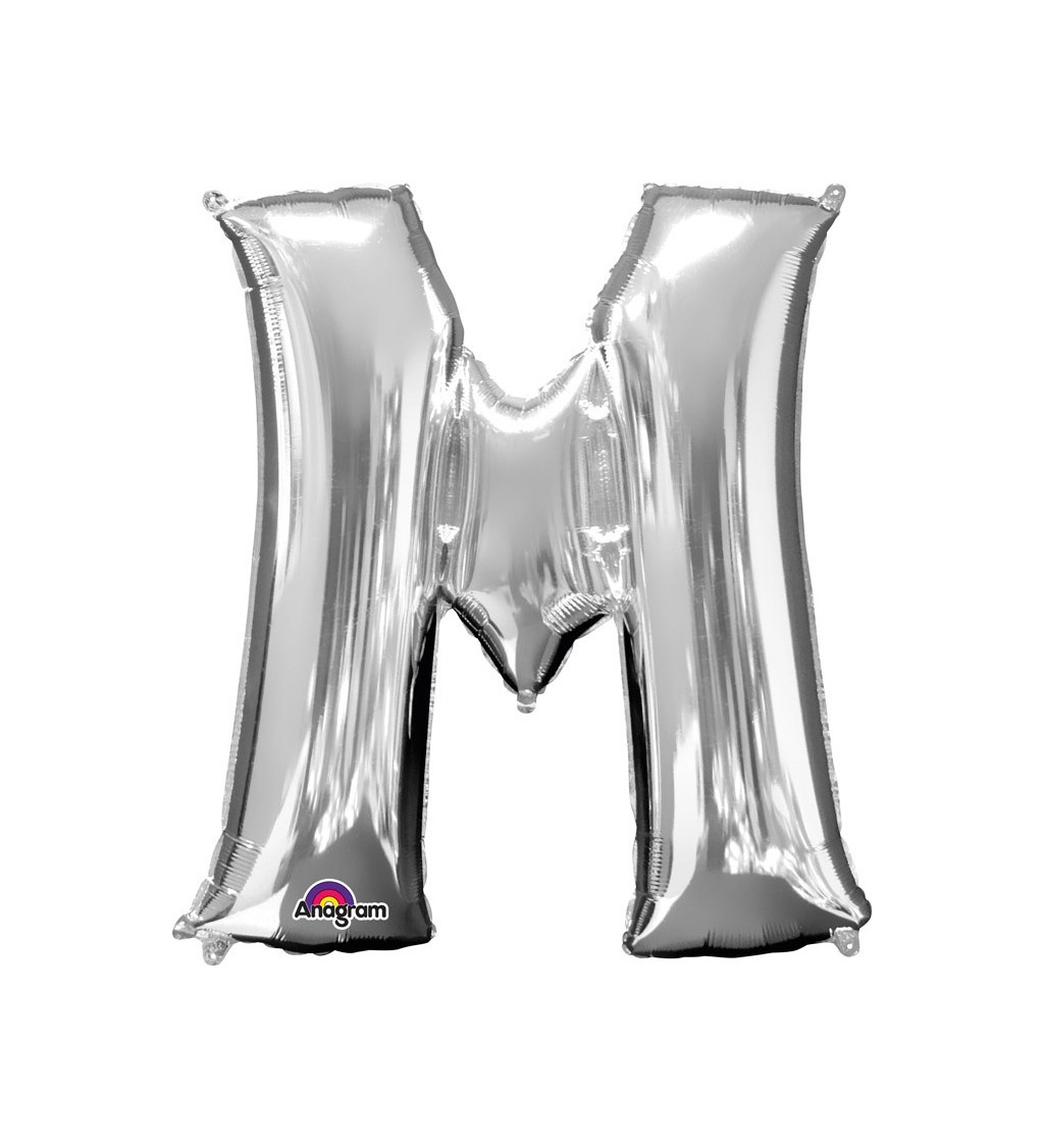 Stříbrné nafukovací písmeno M - balónek