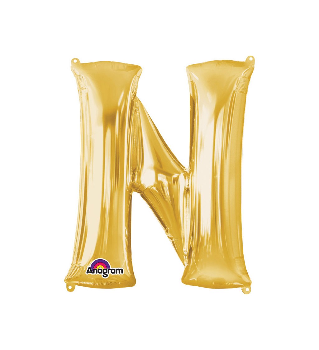 Zlaté nafukovací písmeno N - balónek
