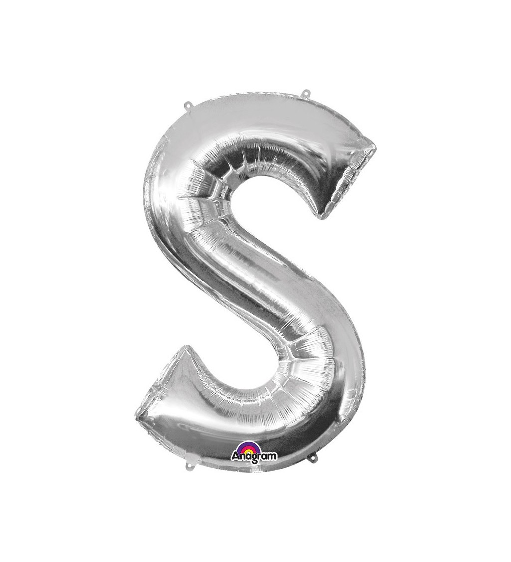 Stříbrné nafukovací písmeno S - balónek