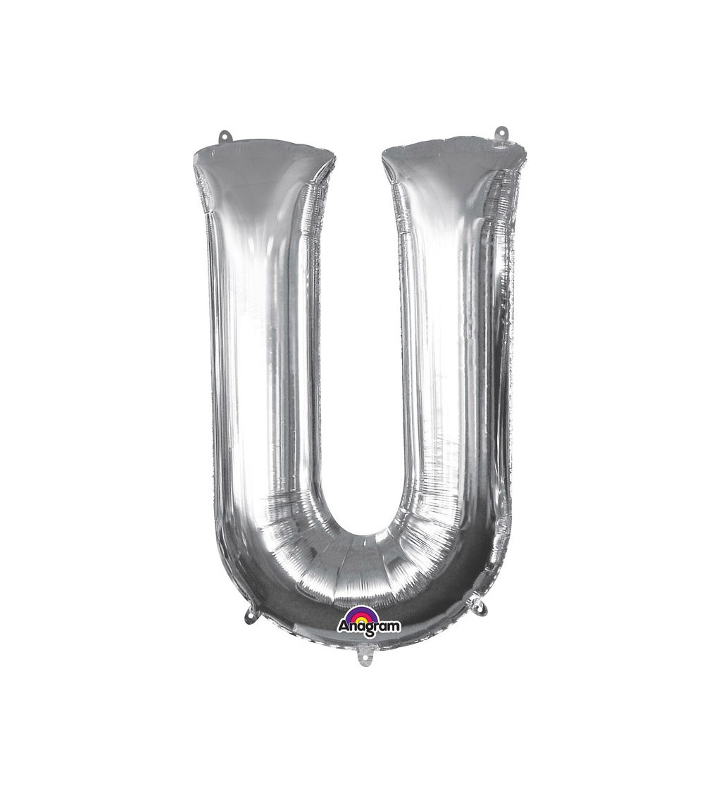 Stříbrné nafukovací písmeno U - balónek