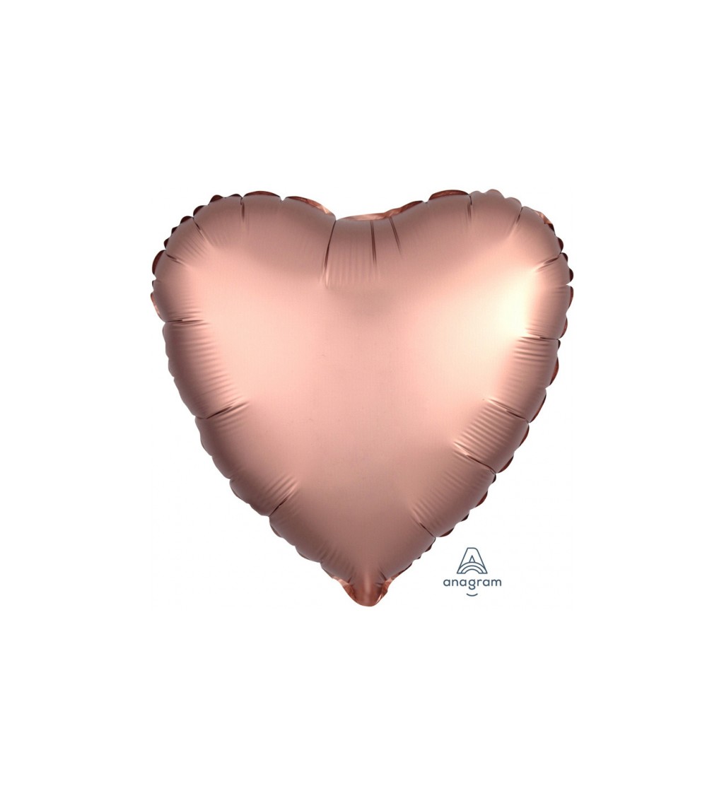Fóliový balónek v barvě růžového zlata - Srdce