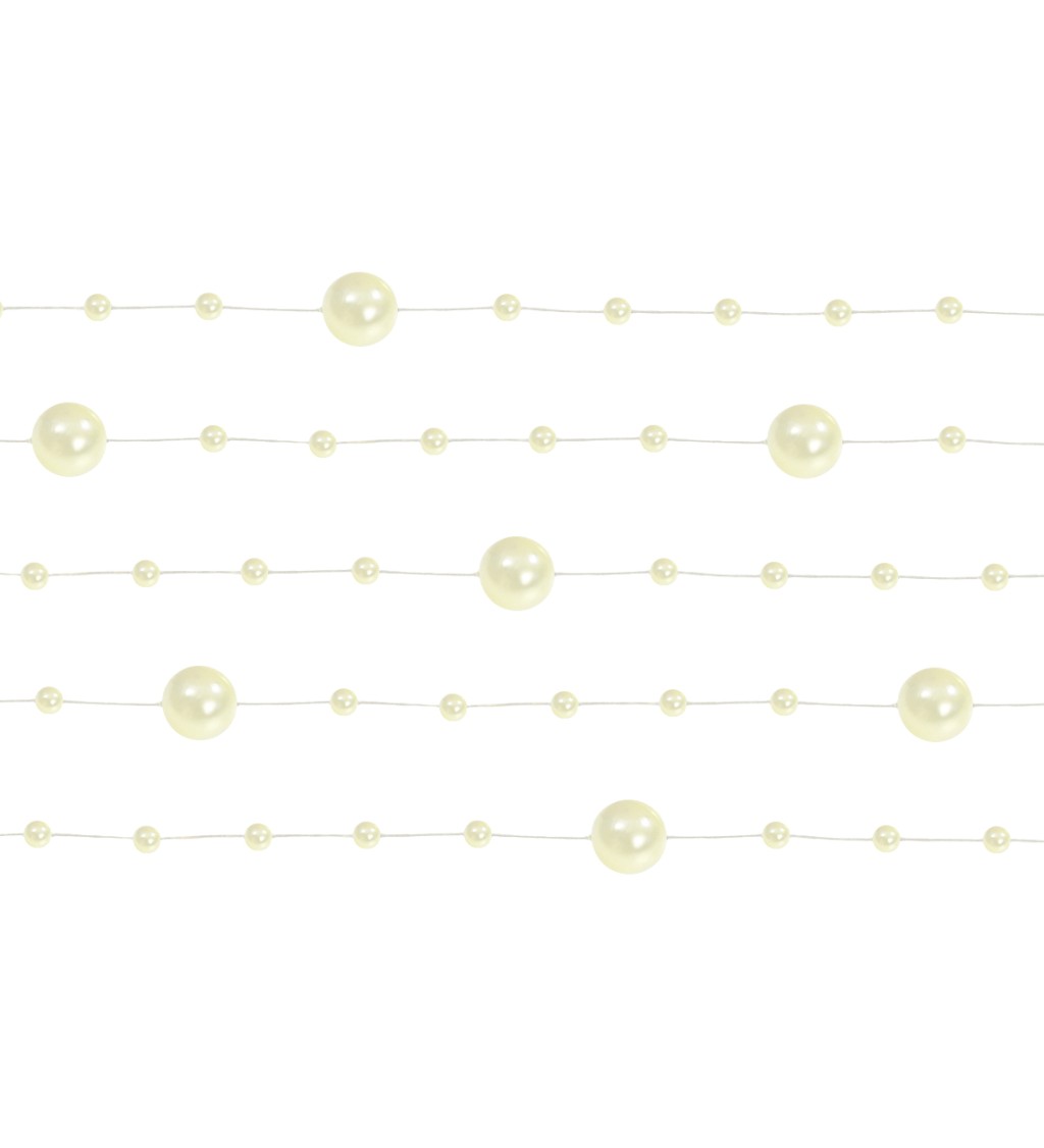 Dekorace - krémový perličkový řetěz
