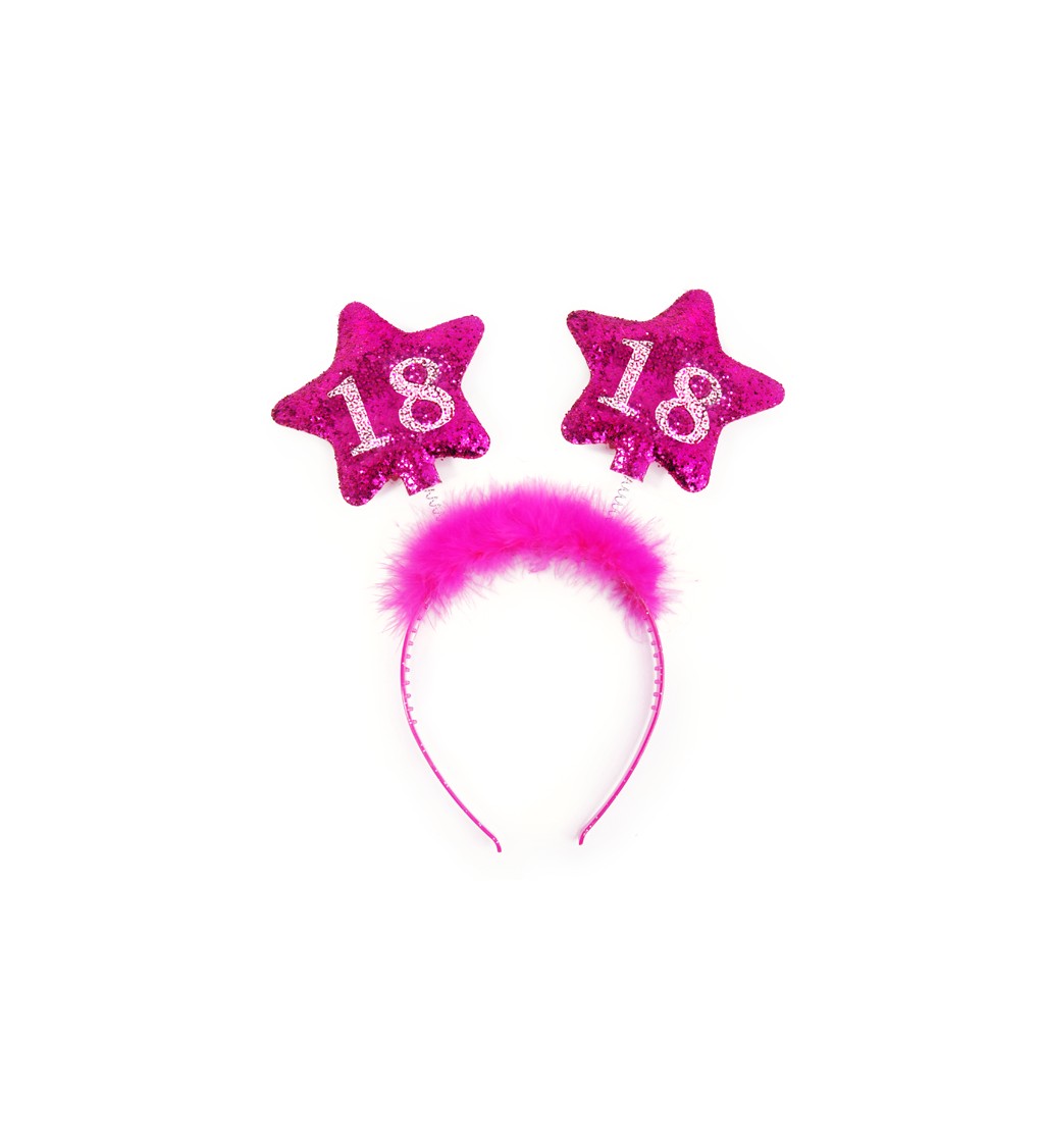 Růžová čelenka - hvězdy s čísly 18