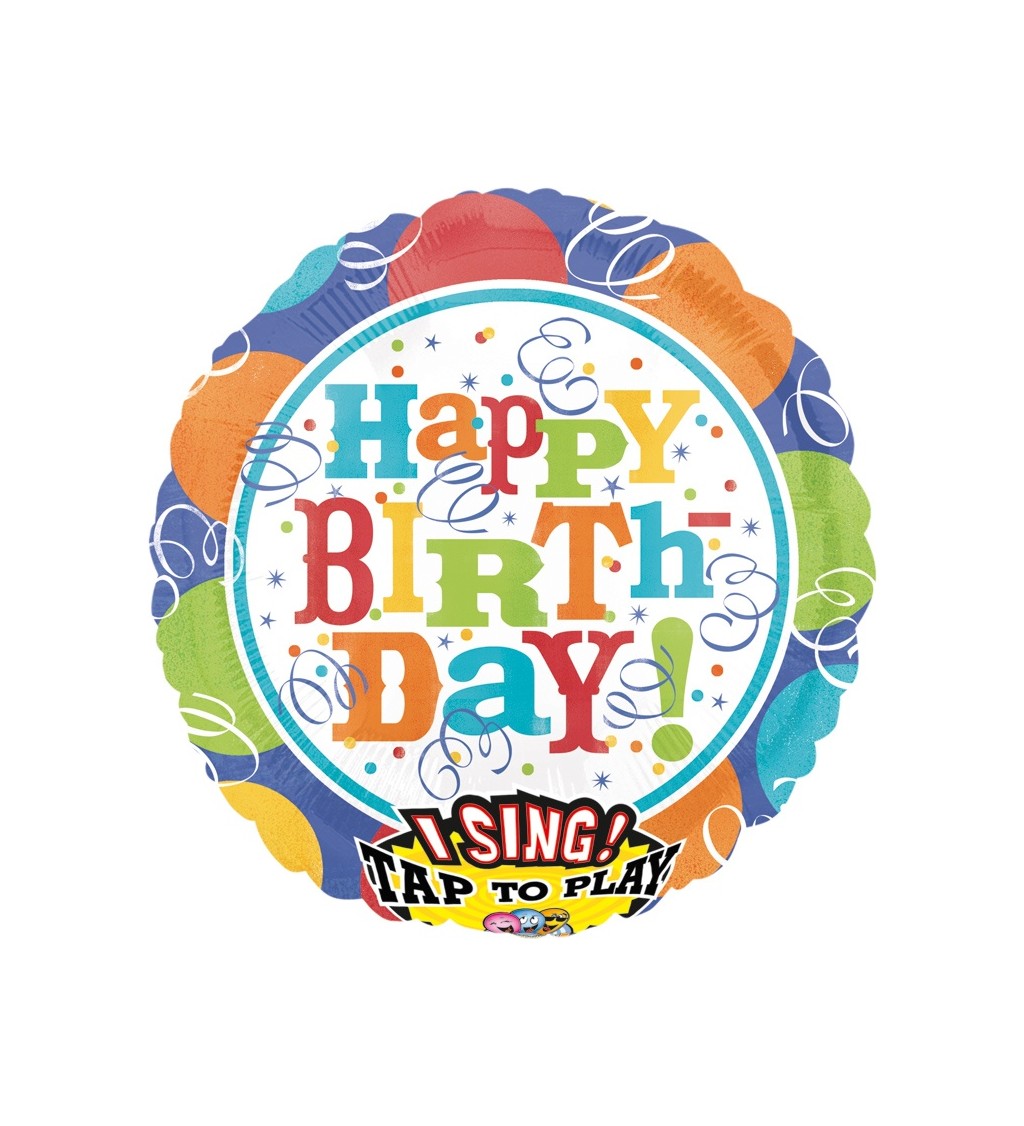 Barevný hrající balónek - Happy Birthday