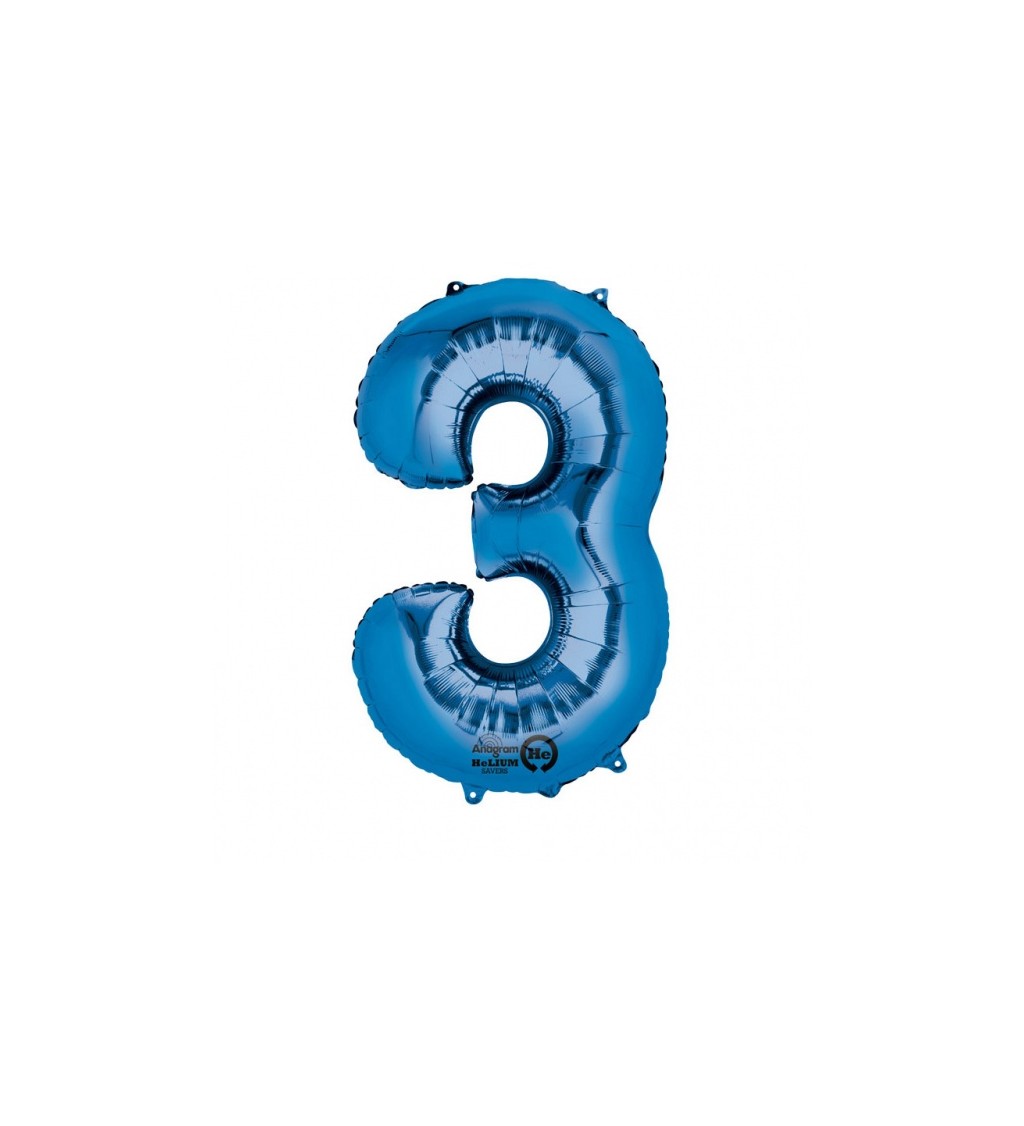 Modrý balónek 3 - fóliové číslo