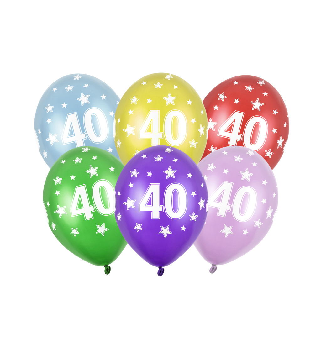 Barevný balónek číslo 40 - 6ks