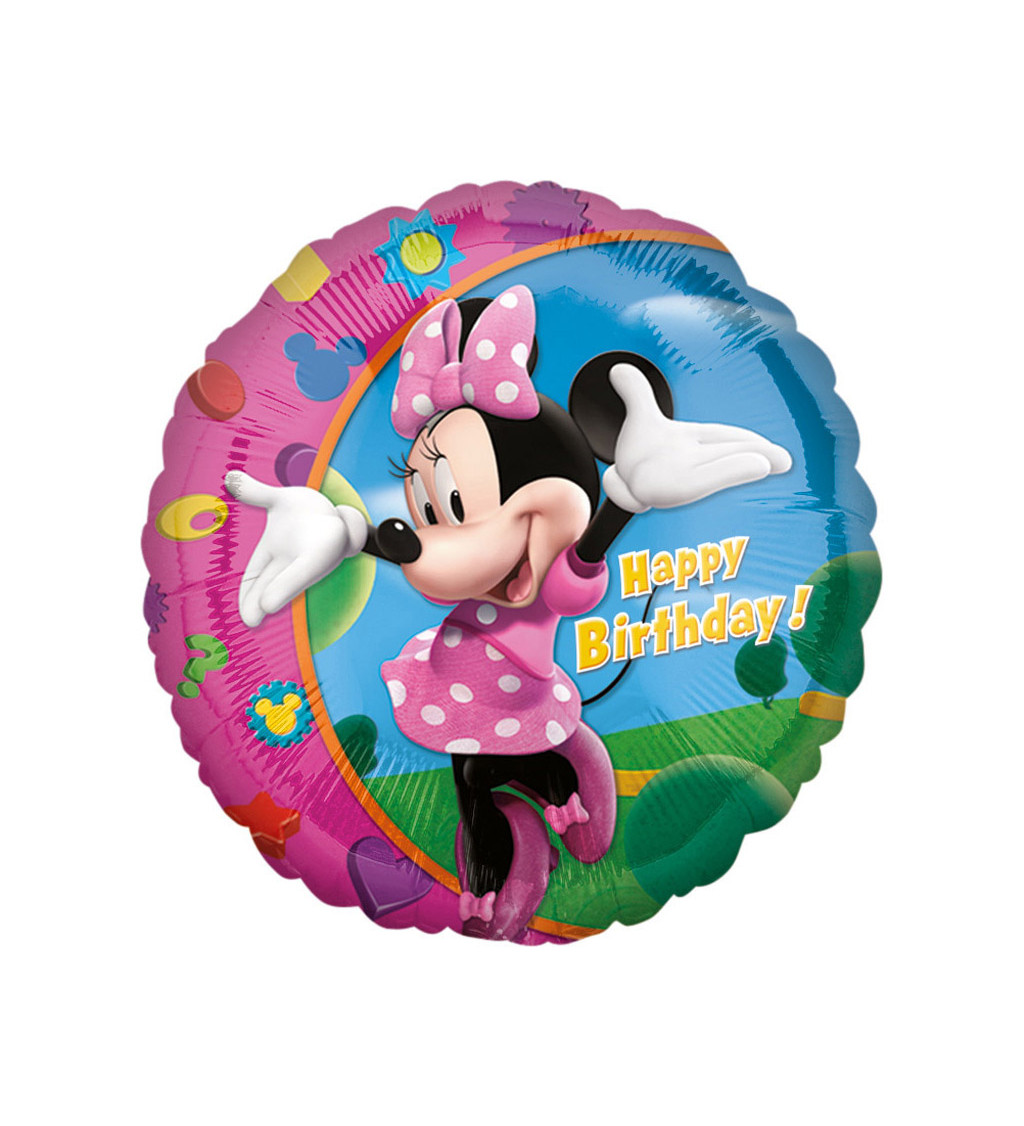 Kulatý balónek Minnie Happy Birthday
