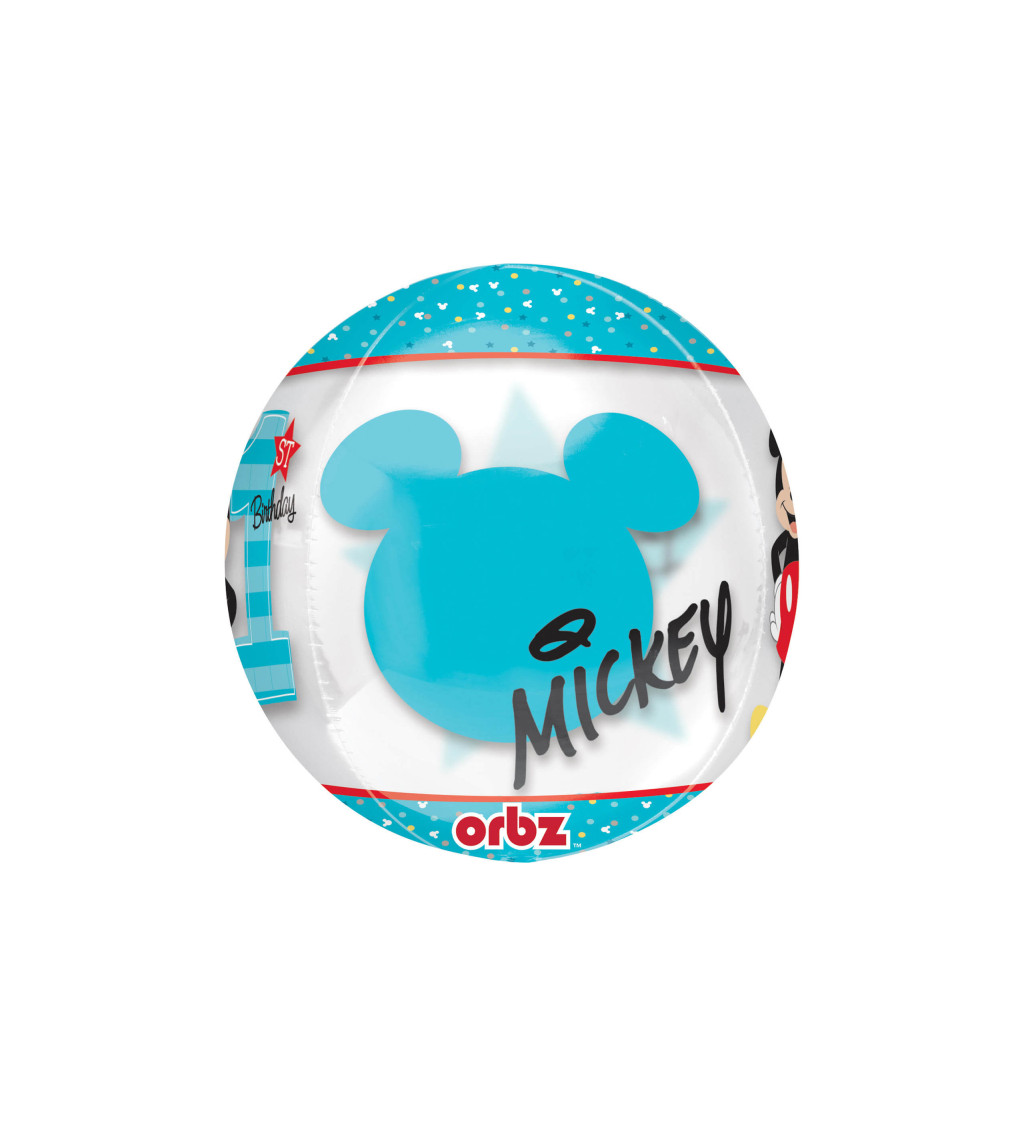 Balónek průhledný 1st birthday Mickey