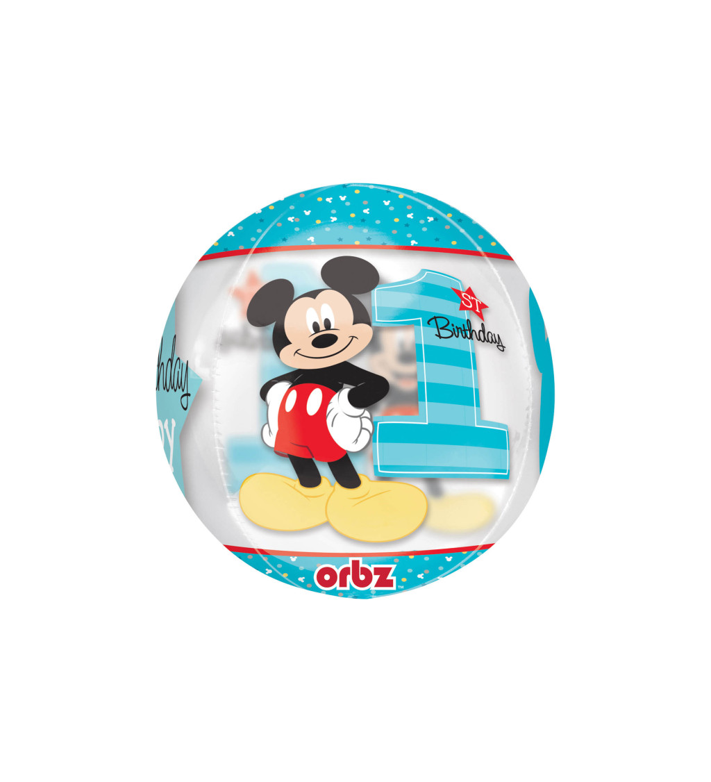 Balónek průhledný 1st birthday Mickey