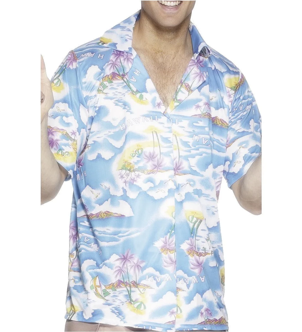 Havajská košile v světle modré barvě