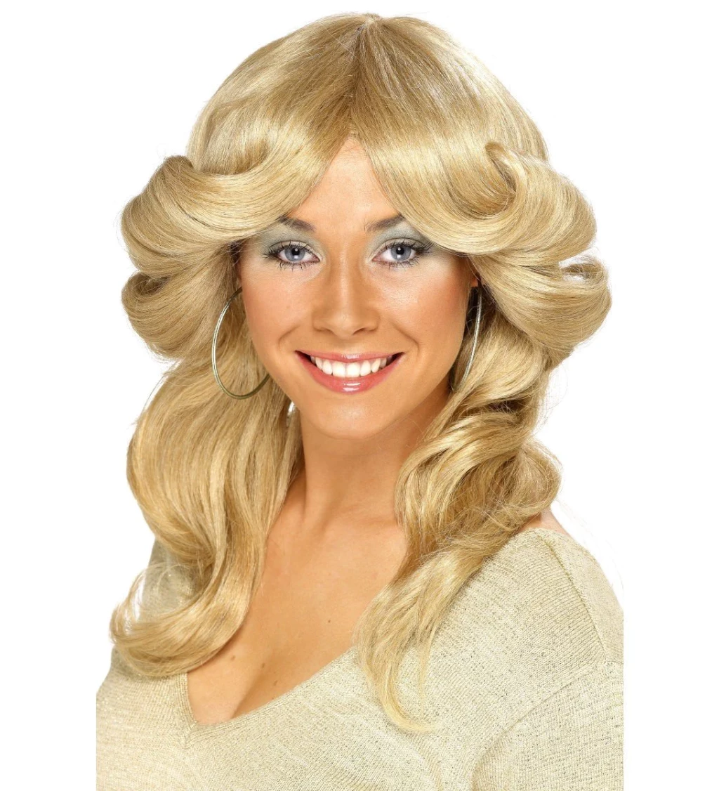 Dámská blond paruka ve stylu 70. let