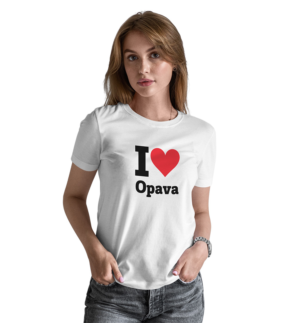 Dámské triko bílé  -I love Opava