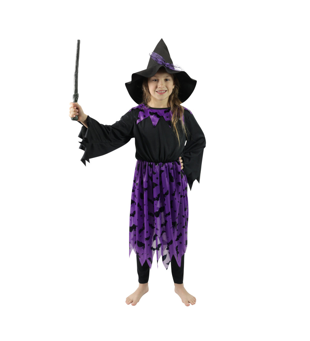 Dětský netopýří set - čarodějnice, fialový