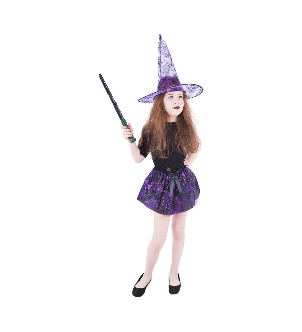 Čarodějka - fialový klobouk a sukně