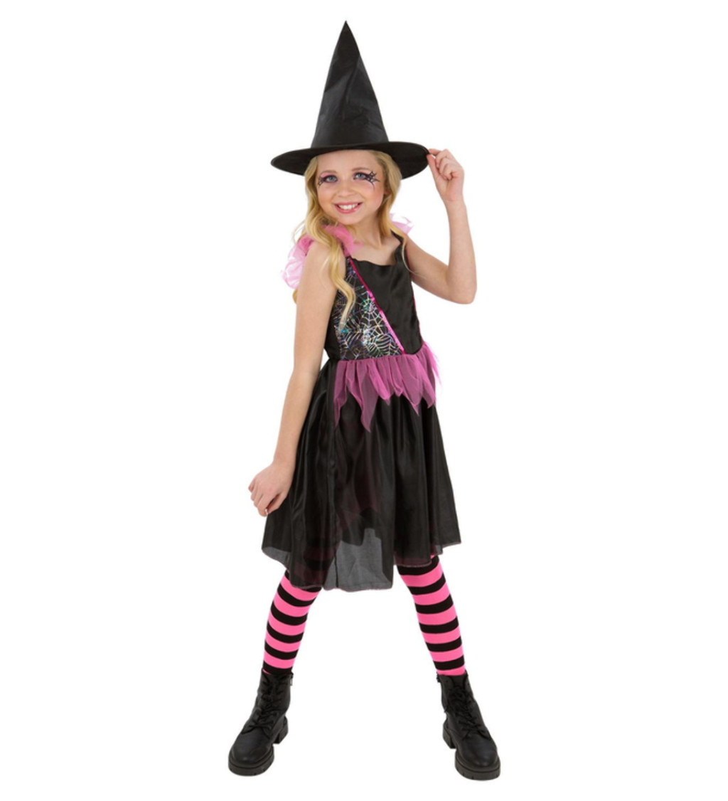 Dětský kostým čarodějky s duhovou sítí
