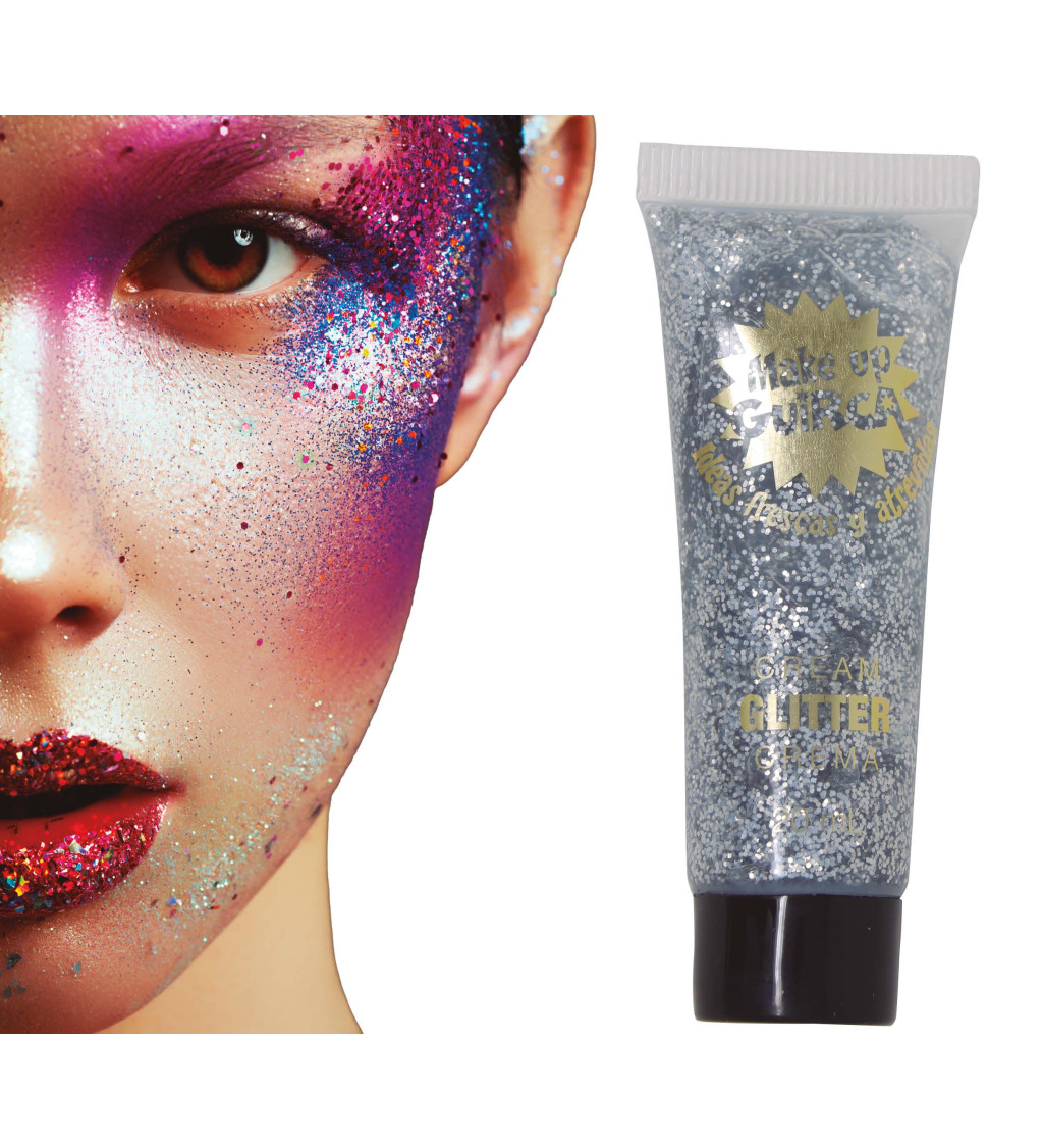 Třpytivý gelový make-up - stříbrný