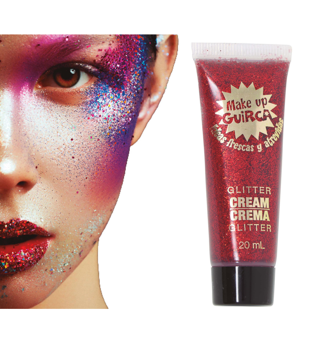 Třpytivý gelový make-up - červený