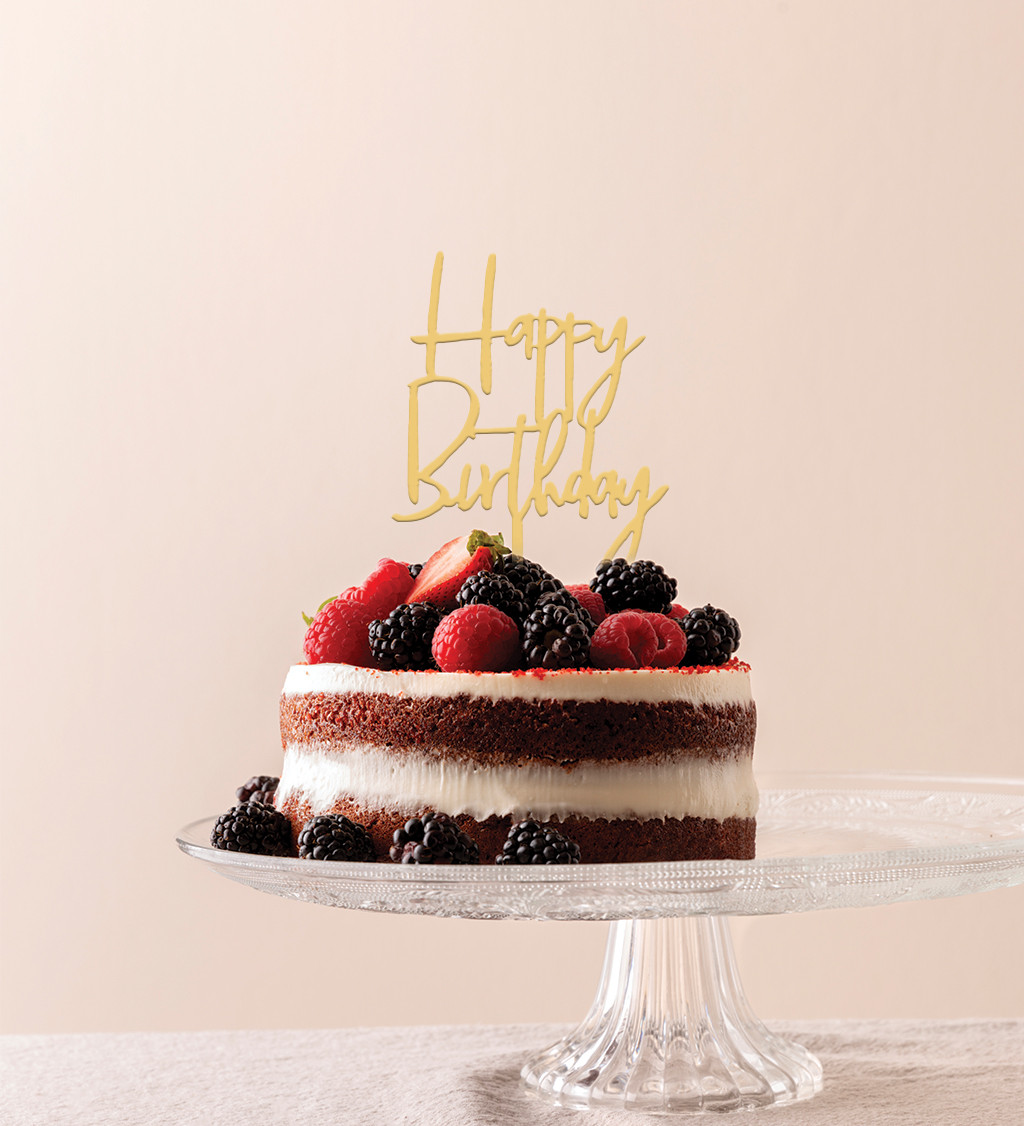 Zápich do dortu "Happy birthday" - Zlatý