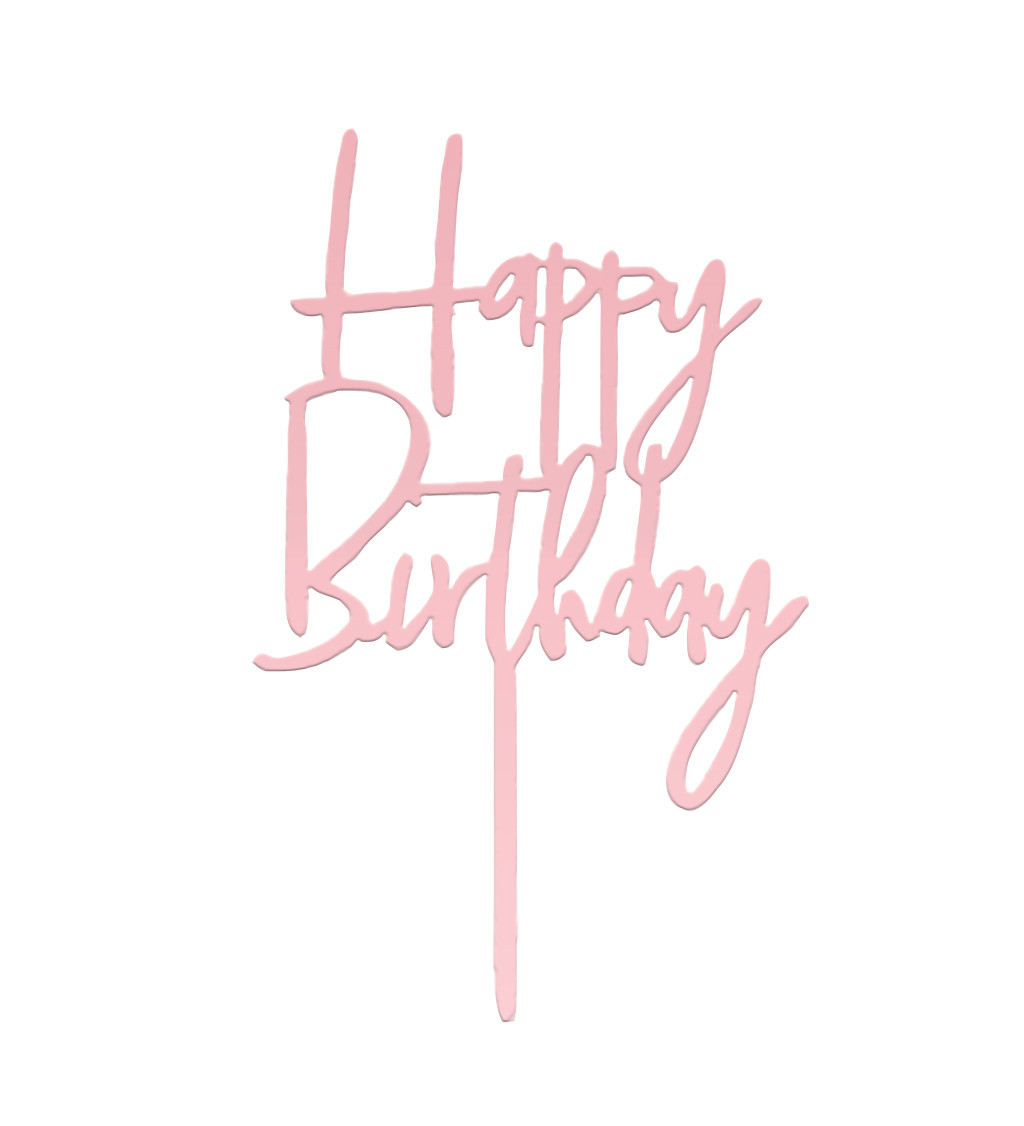 Zápich do dortu "Happy birthday" - Růžové zlato