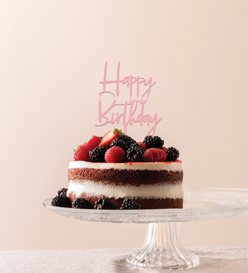 Zápich do dortu "Happy birthday" - Růžové zlato