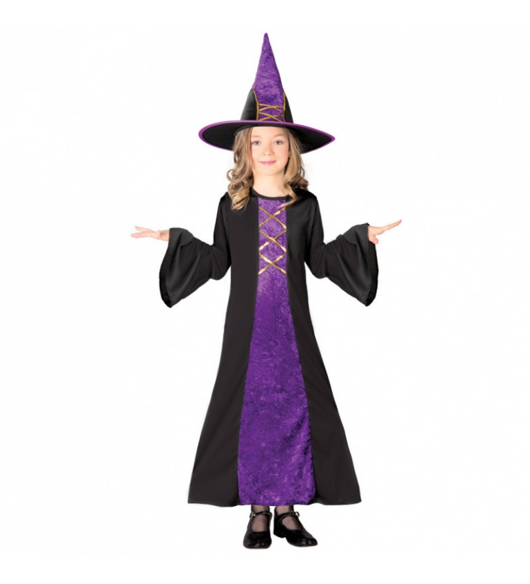Fialový kostým Čarodějky - pro děti