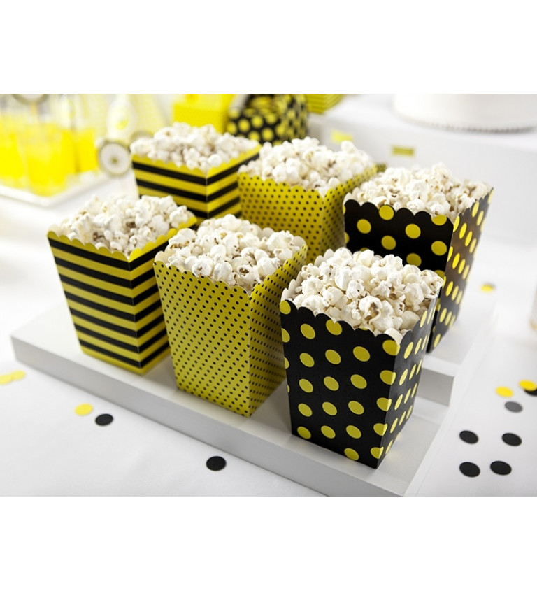 Krabičky na popcorn - barvy včelek