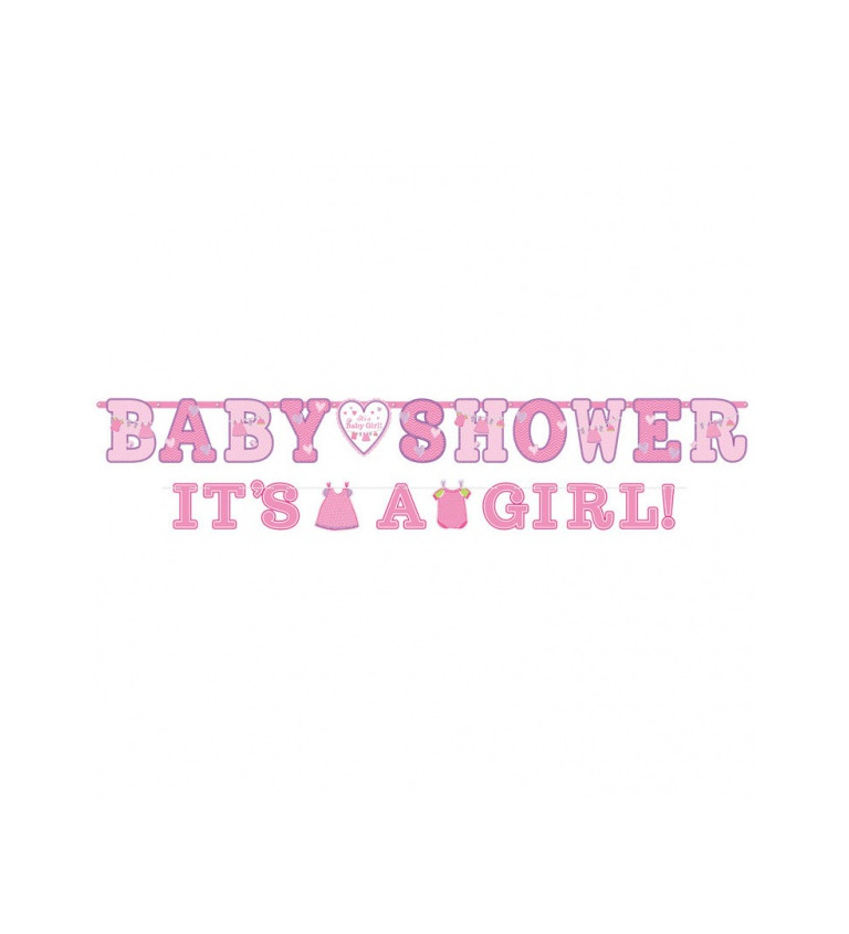 Růžová girlanda na baby shower