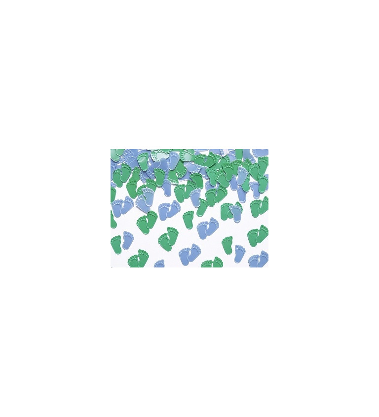 Dětské konfety - modrá a zelená chodidla