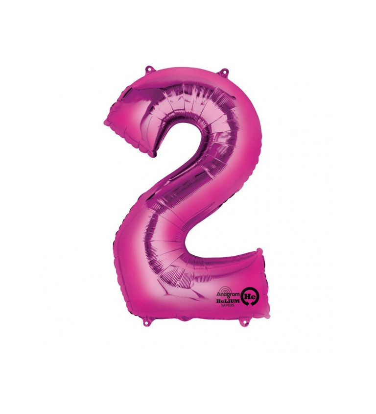 Růžový balónek 2 - fóliové číslo