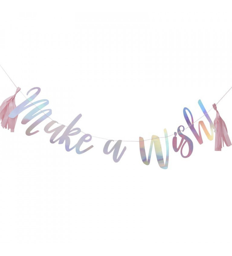 Duhový nápis Make a wish